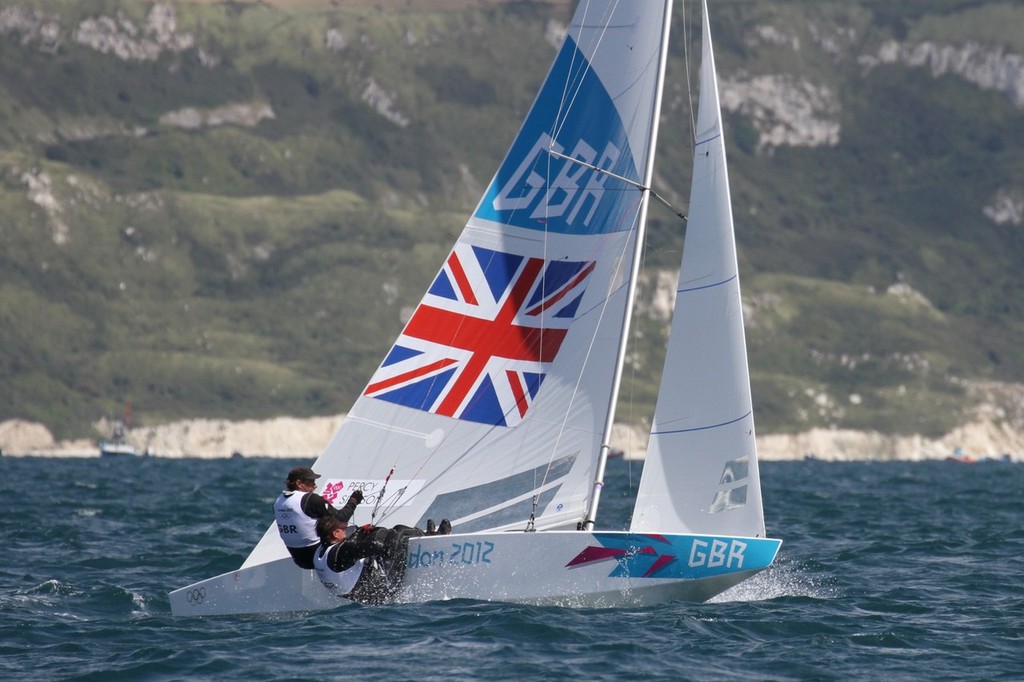 Iain Percy and Andrew Simpson, reigning Olympic Champions in the Star class, July 29, 2012  Star  Race 1 &copy; Richard Gladwell www.photosport.co.nz